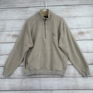 Straight Down Golf Torrey Pines 1/4 Zip Pullover Mens S Beige Tan Made in USA